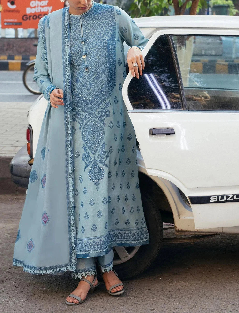 Amaan 3Pc - Embroidered Lawn Solid Dress main image 1