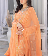 ORANGE PEEL– Embroidered Chiffon Unstitched 3Pc Suit.