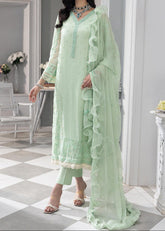Mint Green– Embroidered Chiffon Unstitched 3Pc Suit.