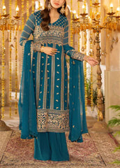 SAHAR– Embroidered Chiffon Unstitched 3Pc Suit.