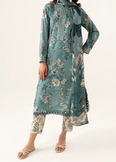 Grace W808 - Digital Printed 3pc Karandi Dress With Digital Printed Karandi Shawl.