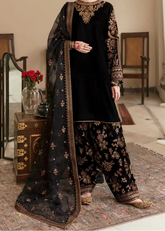 Grace W824-Embroidered 3pc Velvet Dress Dress With Embroidered Organza Dupatta.