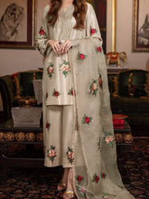 Grace S351- Embroidered 3pc silk dress with embroidered organza dupatta.
