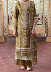 Grace W834-Embroidered 3pc Marina Dress With Printed Shawl.