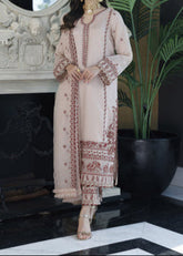 Old Rose– Embroidered Chiffon Unstitched 3Pc Suit.