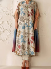 Grace W781 - Digital Printed 3pc Karandi Dress With Digital Printed Karandi Shawl.