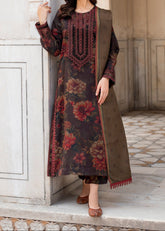 Grace W763 - Printed & Embroidered 3pc Karandi Dress With Printed Karandi Shawl.