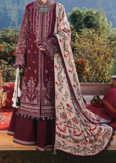 Grace W691-Embroidered 3pc Marina Dress With Printed Shawl