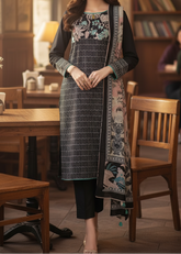 Grace W537-Embroidered 3pc khaddar dress With Printed shawl.