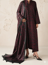 Grace W894 - Digital Printed 3pc Karandi Dress With Digital Printed Karandi Shawl.