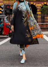 Grace W810 - Digital Printed 3pc Karandi Dress With Digital Printed Karandi Shawl.