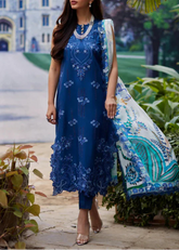 Grace S1209-Embroidered 3pc CHICKANKARI Lawn Dress With Printed Munar Dupatta.