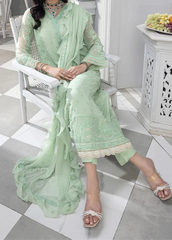 Mint Green– Embroidered Chiffon Unstitched 3Pc Suit.