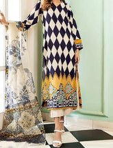 Grace W280- Printed 3pc soft crepe dress With Printed organza dupatta.