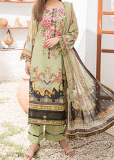 Grace S1094-Embroidered 3pc Lawn dress with Printed Chiffon Dupatta.