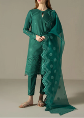Grace S1236-Embroidered 3pc CHIKANKARI Lawn Dress With Embroidered CHIKANKARI Organza Dupatta.