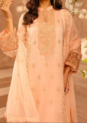 PEACH DELIGHT– Embroidered Chiffon Unstitched 3Pc Suit.