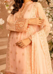 PEACH DELIGHT– Embroidered Chiffon Unstitched 3Pc Suit.