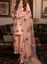 Grace S471- Embroidered 3pc kataan silk dress with embroidered organza dupatta.