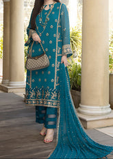 PEACOCK– Embroidered Chiffon Unstitched 3Pc Suit.