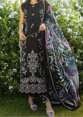 Grace W855-Embroidered 3pc Marina Dress With Printed Shawl.