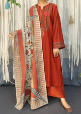 Grace S1169-Embroidered 3pc Lawn dress with Printed Munar Dupatta.