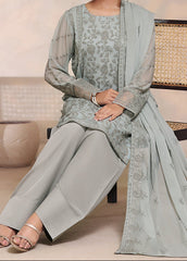 OLIVE WISPER – Embroidered Chiffon Unstitched 3PC Suit.