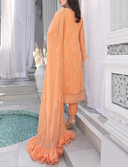 ORANGE PEEL– Embroidered Chiffon Unstitched 3Pc Suit.