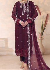 CHERRY MIST – Embroidered Chiffon Unstitched 3PC Suit.