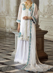 Grace Z-(Daisy White) -Stitched Embroidered chiffon 3Pc Suit
