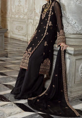 Grace Z-(Rich Black) -Stitched Embroidered chiffon 3Pc Suit