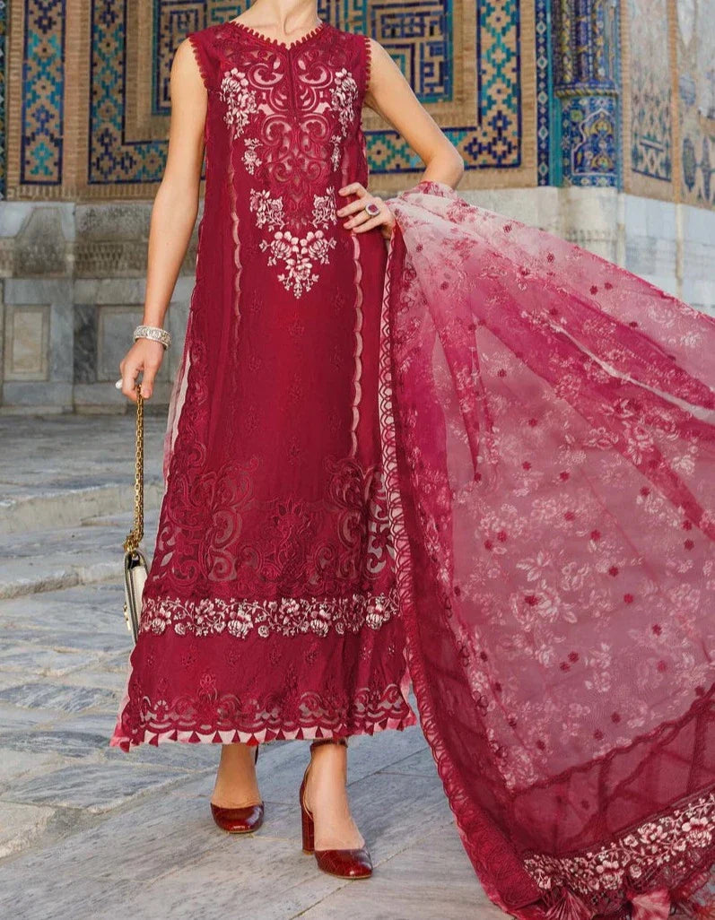 Grace S644-Embroidered 3pc chickan lawn dress with Embroidered Chiffon dupatta.