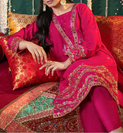 Grace Z-(W624)- Stitched Embroidered 2Pc marina Dress.