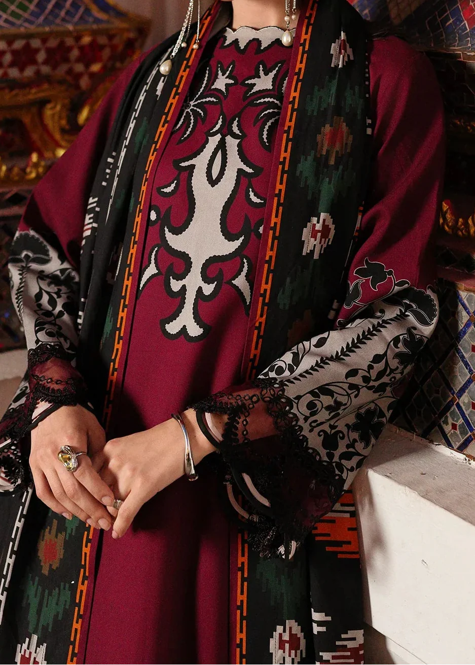 Grace W917 - Digital Printed 3pc Karandi Dress With Digital Printed Karandi Shawl.