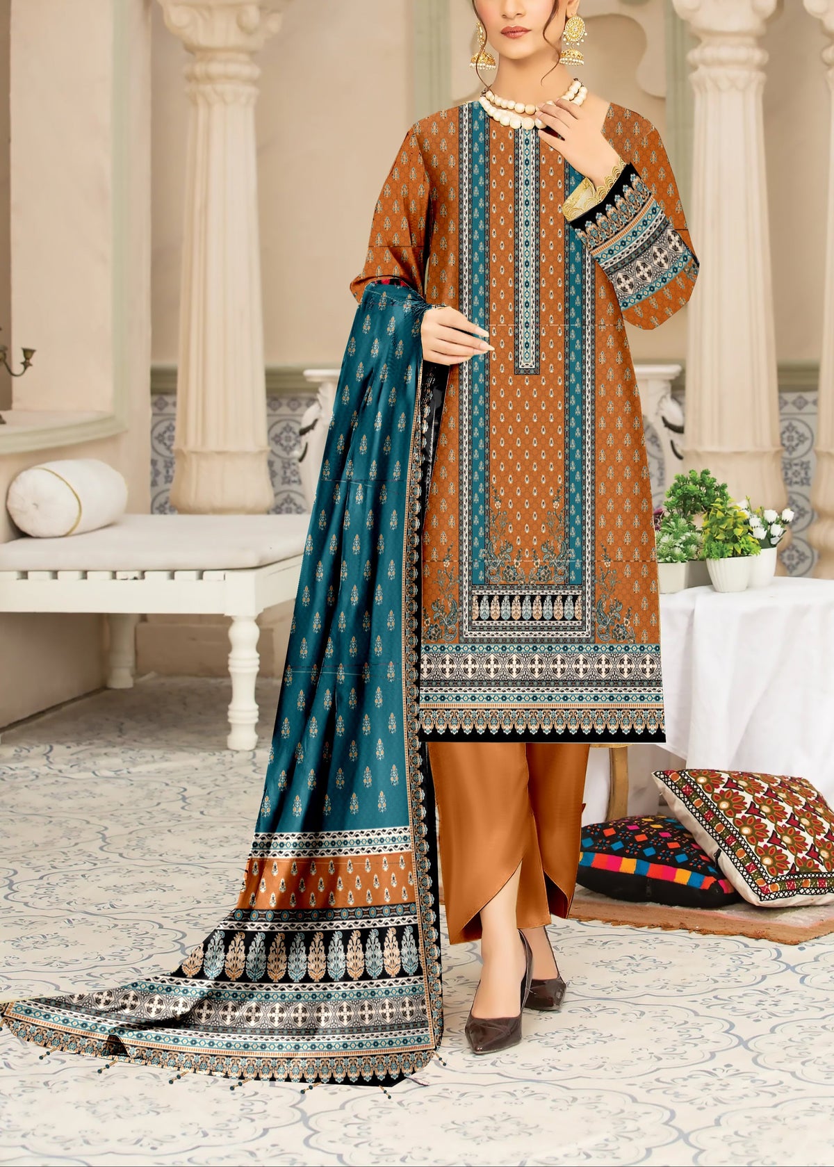 Grace S1040-Digital Printed 3pc Lawn Dress with Digital Printed Lawn Dupatta.