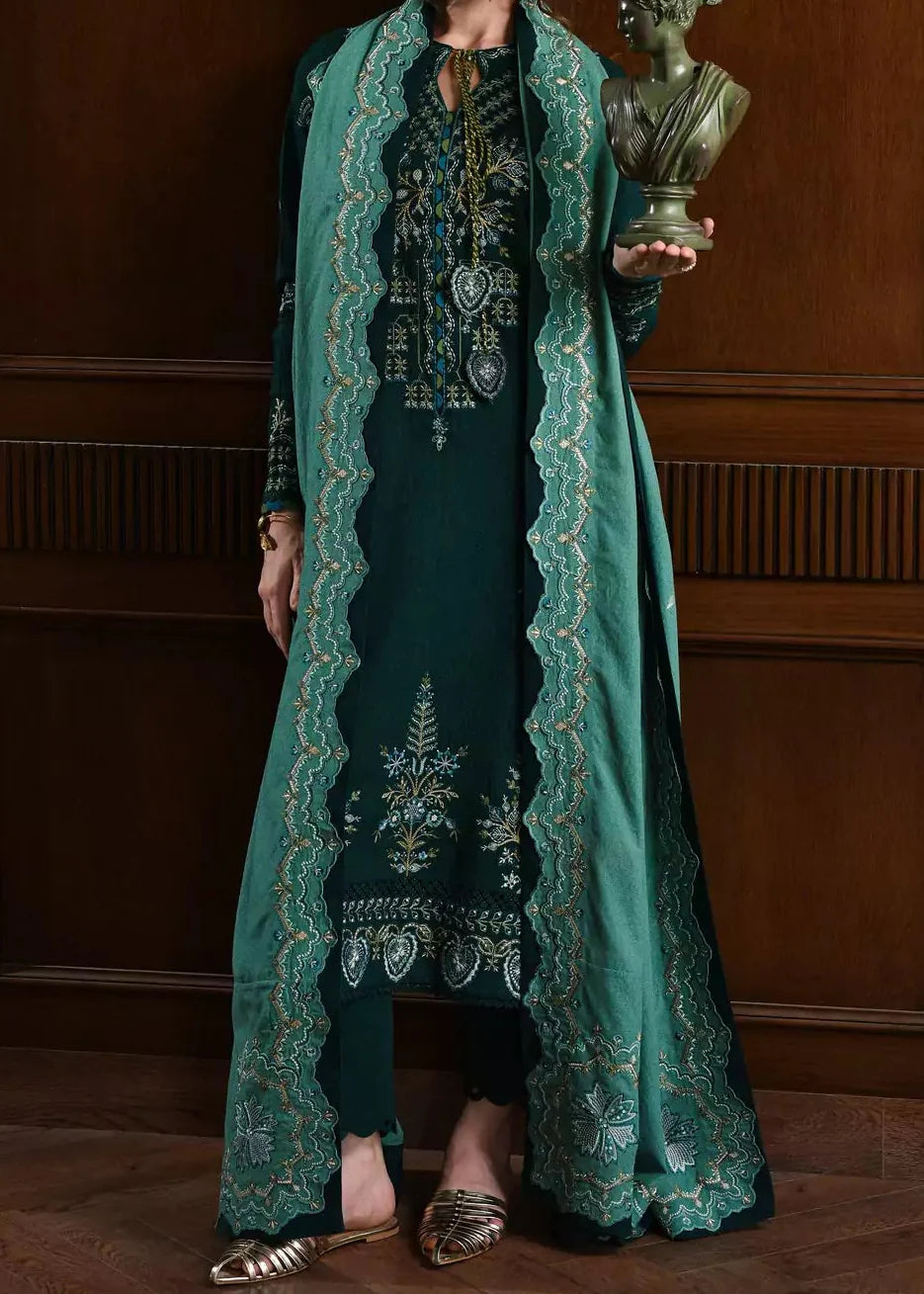 Grace W771 - Embroidered 3pc Marina Dress With Printed Shawl.