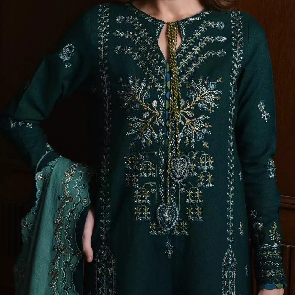 Grace W771 - Embroidered 3pc Marina Dress With Printed Shawl.