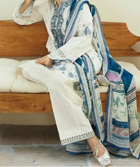 Grace Z(1265)- Stitched Embroidered 3pc Lawn Dress With Printed Munar Dupatta.