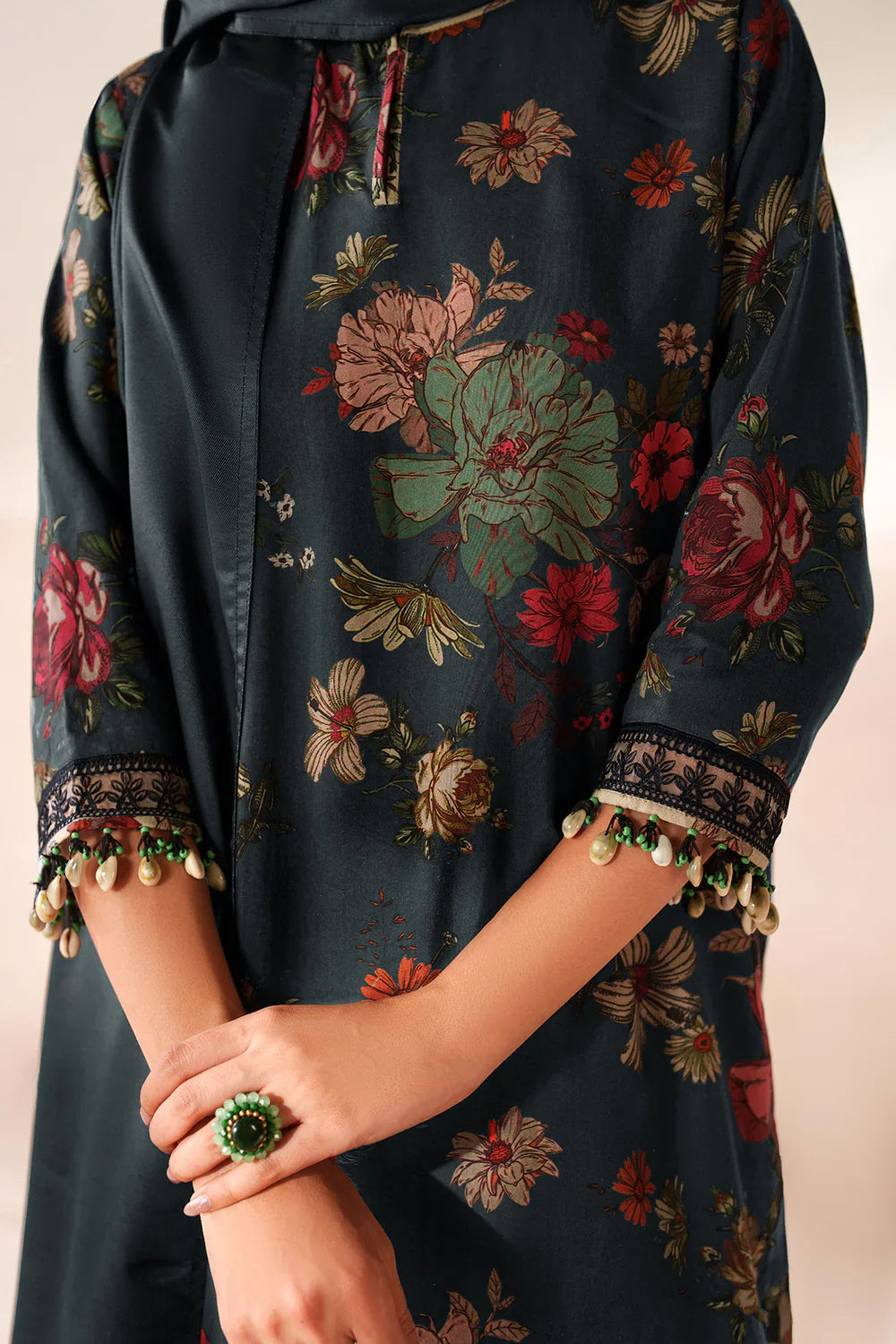 Grace W783 - Digital Printed 3pc Karandi Dress With Digital Printed Karandi Shawl.