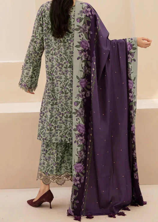 Grace W816 - Digital Printed 3pc Karandi Dress With Digital Printed Karandi Shawl.