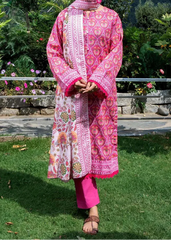 Grace W870 - Digital Printed 3pc Karandi Dress With Digital Printed Karandi Shawl.