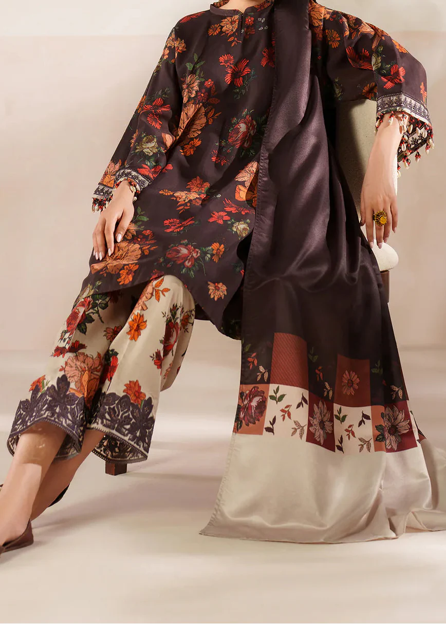 Grace W782 - Digital Printed 3pc Karandi Dress With Digital Printed Karandi Shawl.