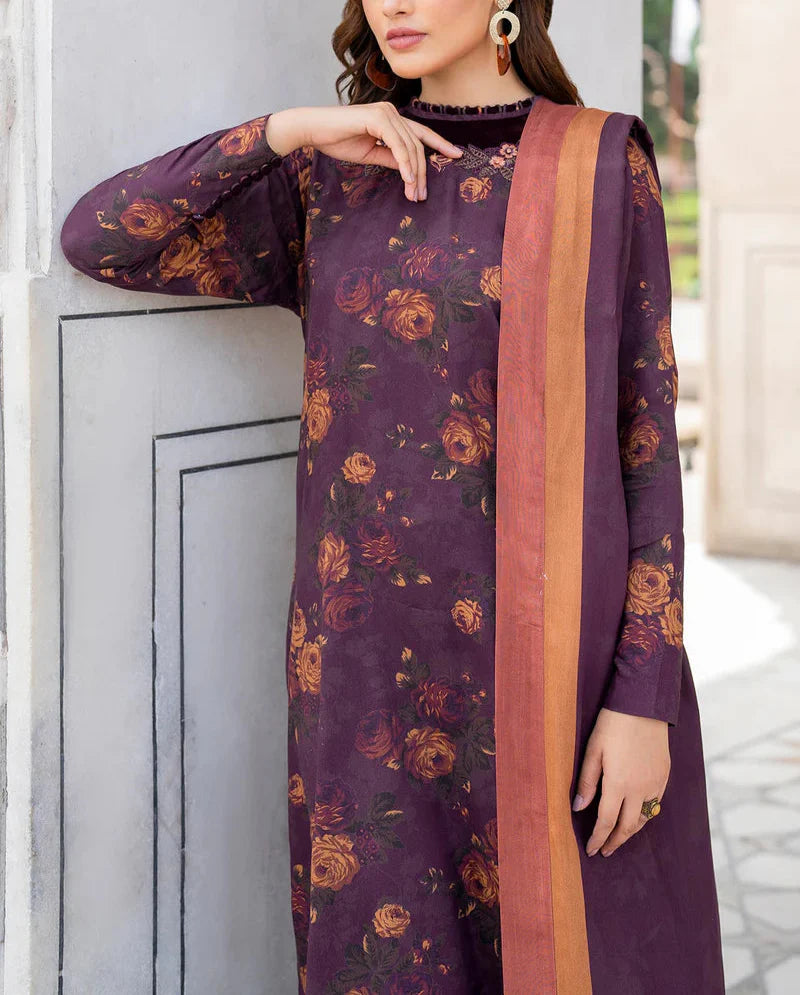 Grace W587-Printed 3pc karandi Dress With Printed karandi Shawl.