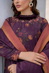 Grace W587-Printed 3pc karandi Dress With Printed karandi Shawl.