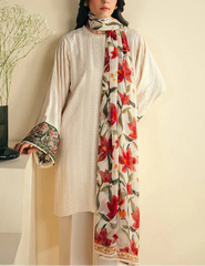 Grace Z93- Stitched Embroidered 3pc Lawn Dress With Printed Munar Dupatta.