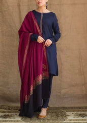 Grace Z-(W519)- Stitched Embroidered 3pc marina dress with Printed shawl.