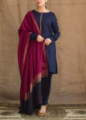 Grace W519-Embroidered 3pc marina dress with Printed shawl.