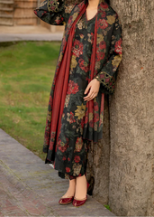 Grace W802 - Digital Printed 3pc Karandi Dress With Digital Printed Karandi Shawl.