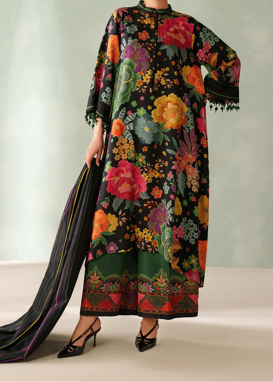 Grace W901 - Digital Printed 3pc Karandi Dress With Digital Printed Karandi Shawl.