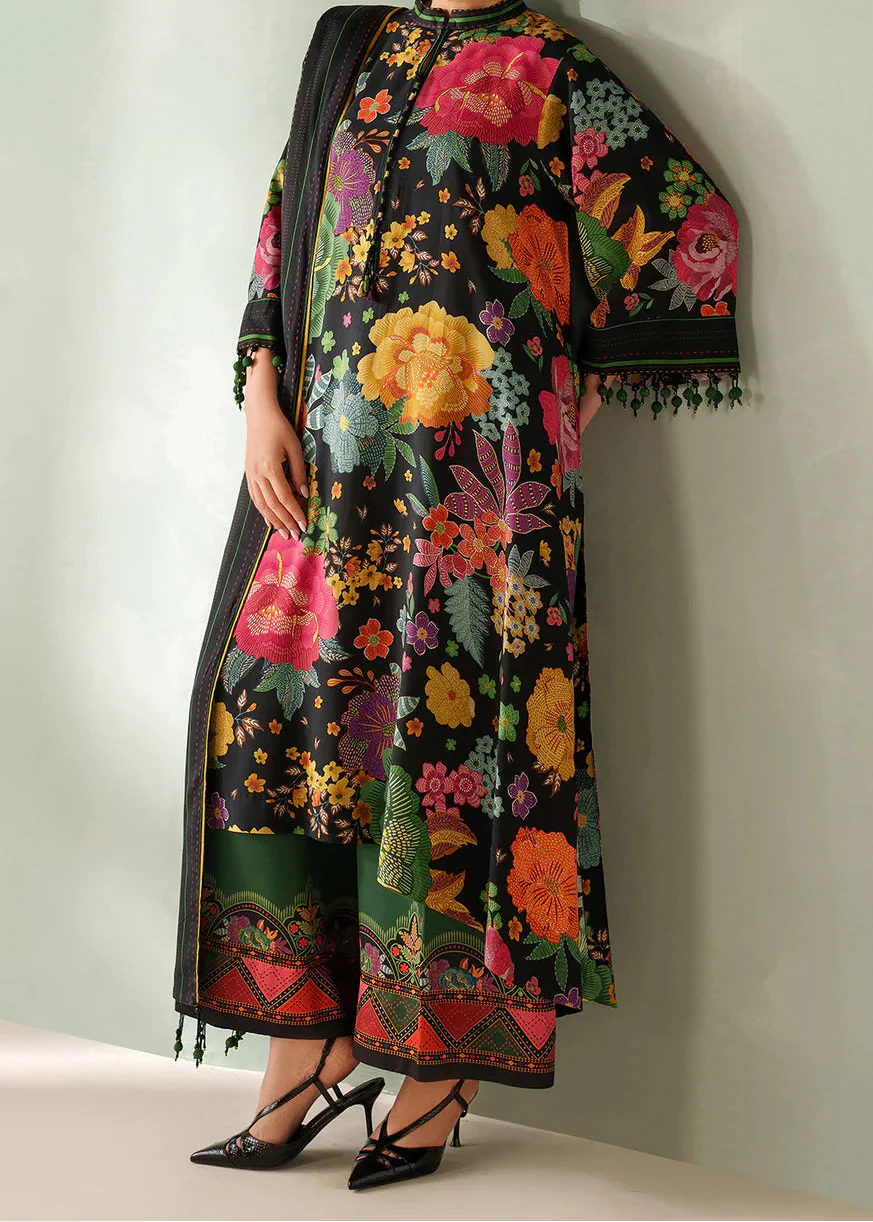 Grace W901 - Digital Printed 3pc Karandi Dress With Digital Printed Karandi Shawl.